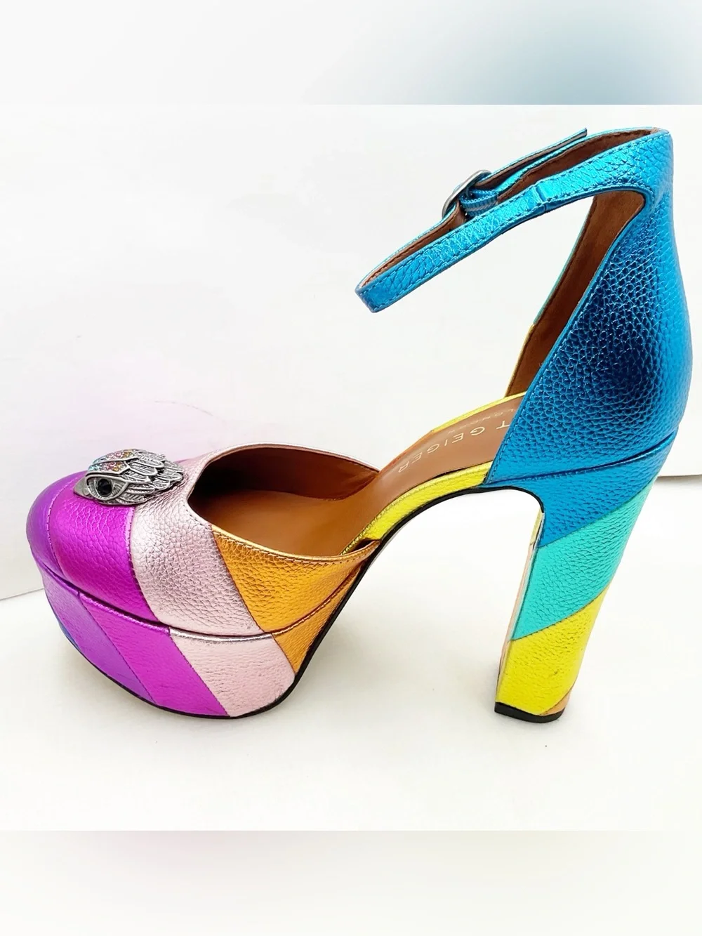 🆕{Kurt Geiger London} Kensington Leather Embellished High Heel Platform Pumps